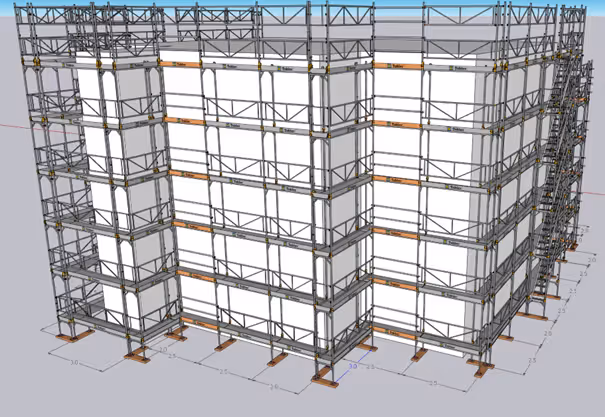 3D-Modell: Komplett eingerüstet